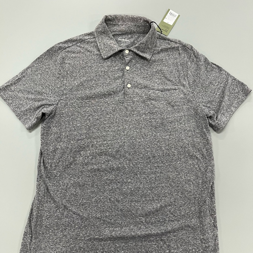 NWT Goodfellow & Co Men's Gravel Gray Polo Short Sleeve Shirt Size Large